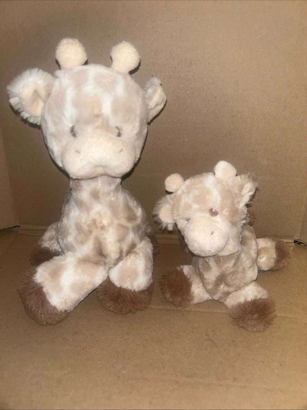 2 Ebba Loppy Giraffe Plush Rattles 11” &7” Jungle Aurora Baby